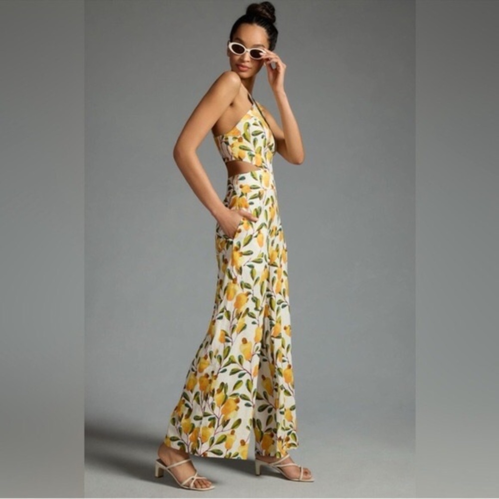 Farm Rio x Anthro Lemon Cutout Jumpsuit